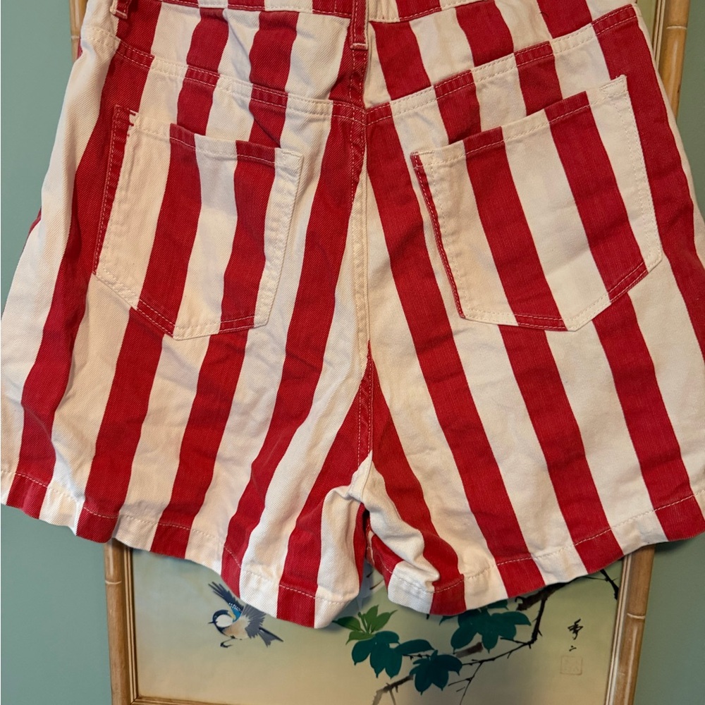 BDG Red and White Striped Women's Bermudas - Picture 3 of 4